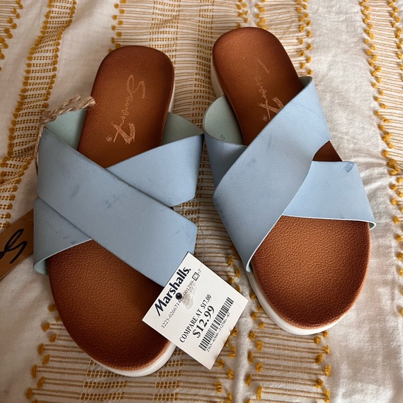 Light Blue slip on sandals - Picture 1 of 3